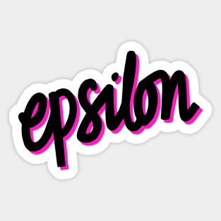 Greek Alphabet: epsilon (black-pink) Sticker